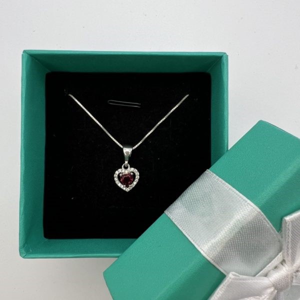 925 ვერცხლის  წითელი გულის ყელსაბამი 